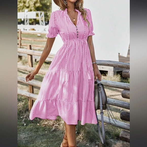 EUC Striped Dress Large - Picture 1 of 8